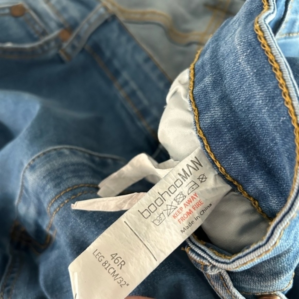 3/$20 Boohoo Man Denim Skinny Stretch Blue Jeans Size 46R - Picture 2 of 4